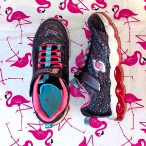 💗Skechers Sport Girls Size 13 Light Up Sparkly Gray Velcro Sneaker💗